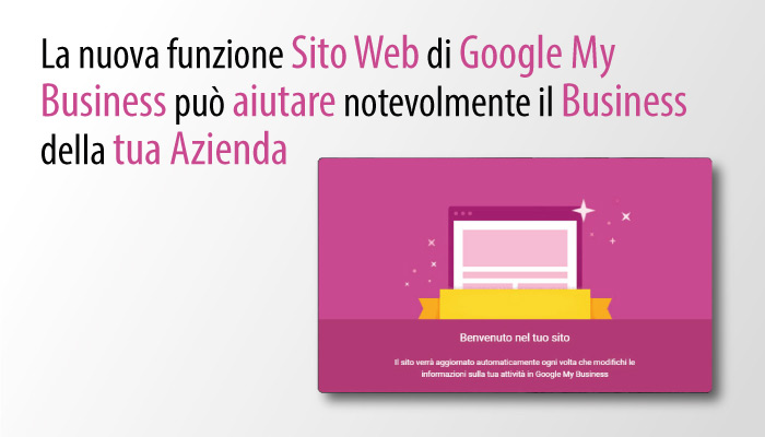 Nuova funzione Sito Web di Google My Business