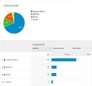 Grafico Panoramica acquisizione su google Analytics