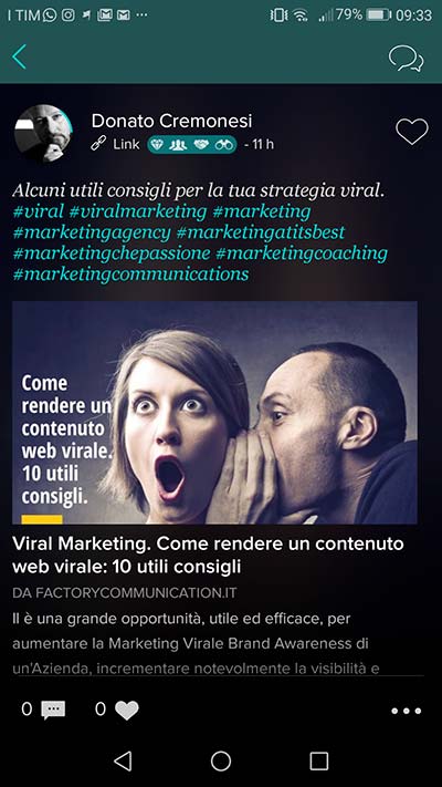 In questa immagine è visualizzata un post pubblicato su Vero Social Network