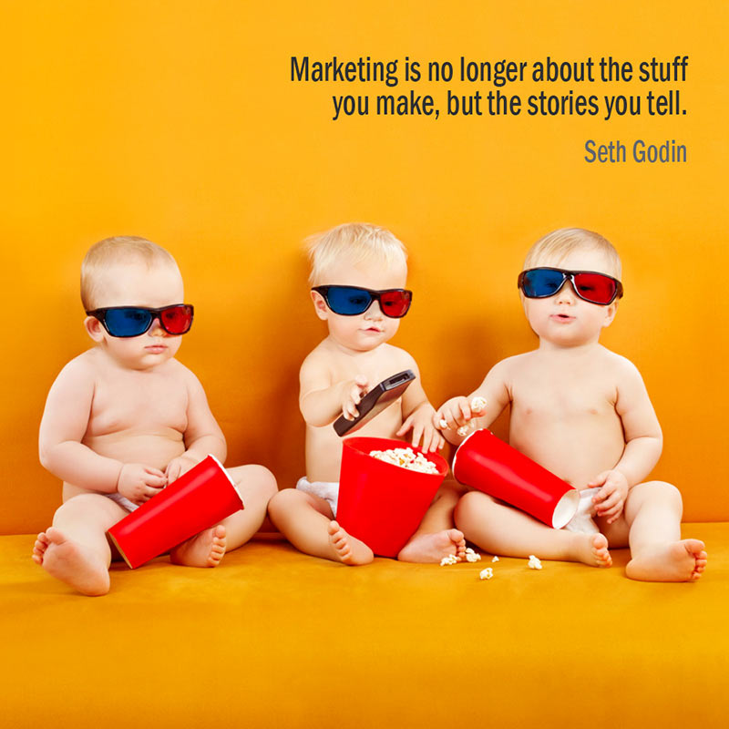 Citazione di Seth Godin sul Marketing come storia