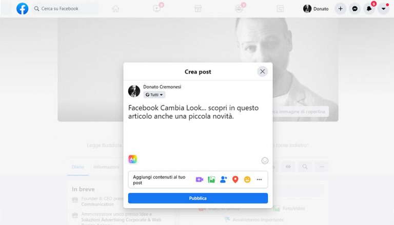 scopri il nuovo look di Facebook