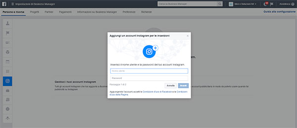 Aggiungere gli account Instagram in Business Manager