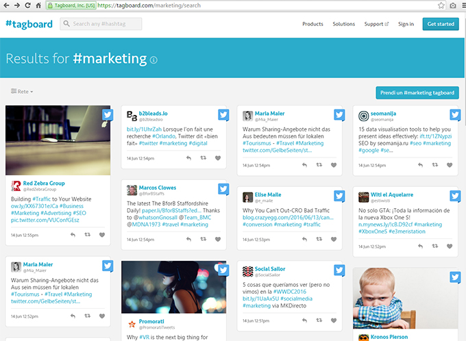 Tagboard: è un potente tool di ricerca di hashtag su piattaforme diverse