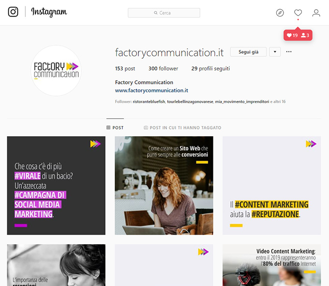 pagina-instagram-di-Factory-Communication pagina instagram di Factory Communication
