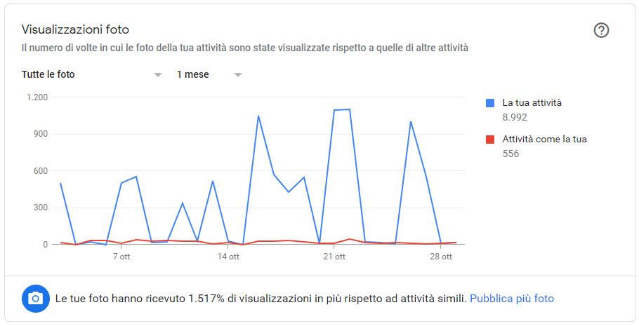 Fai crescere il tuo Business con Google My Business Grafico Visualizzazioni foto