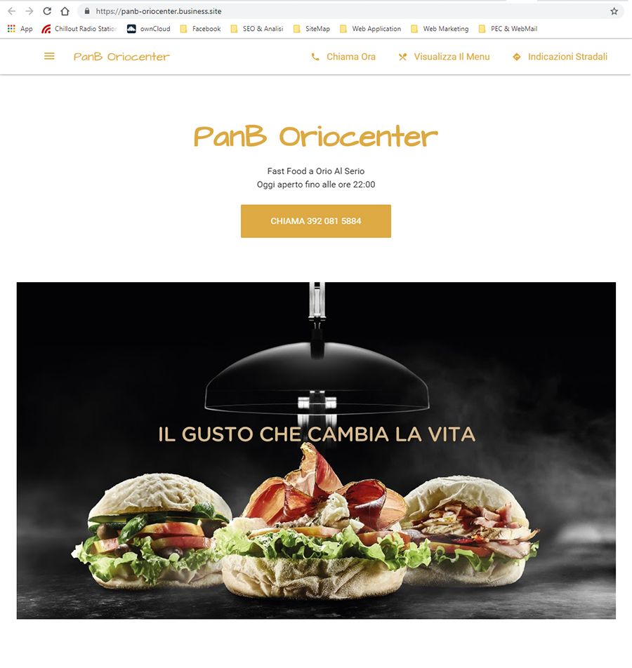Scheda Google My Business di Pan B Oriocenter homepage