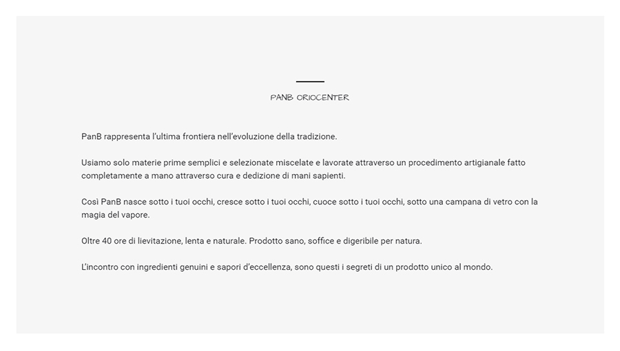 Scheda Google My Business di Pan B Oriocenter sezione descrizione