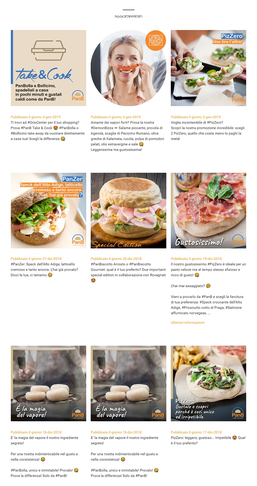 Scheda Google My Business di Pan B Oriocenter sezione news