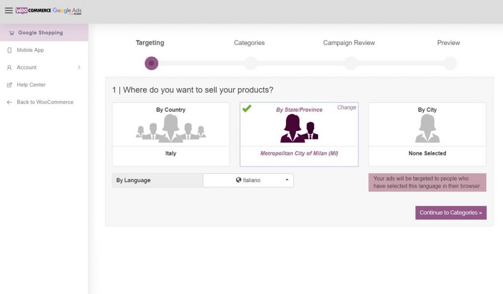 Google Ads e WooCommerce scegliere il target