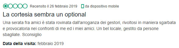 Le recensioni misurano il grado di apprezzamento del tuo ristorante