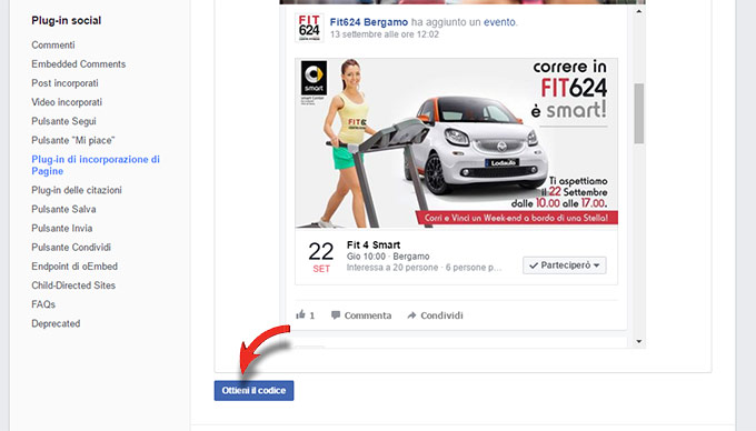 Per inserire un evento Facebook in un sito è sufficiente utilizzare il suo codice html