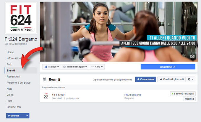 creare un Evento su Facebook da inserire nel sito