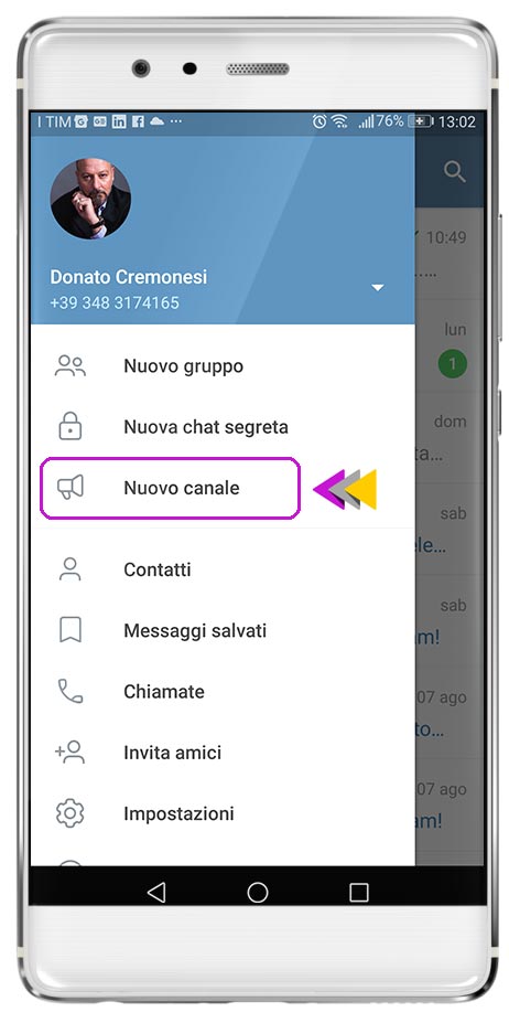 Creare un Canale Broadcast in Telegram step 1: Come creare un nuovo Canale