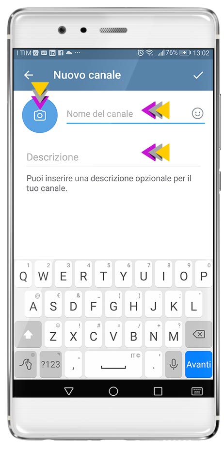 Personalizzazione Canale Broadcast in Telegram step 2