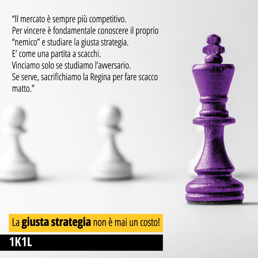 Un pensiero di Donato Cremonesi, CEO e Founder dell'Agenzia Marketing e Comunicazione, Factory Communication. "Il mercato è sempre più competitivo. Per vincere è fondamentale conoscere il proprio “nemico” e studiare la giusta strategia. E’ come una partita a scacchi. Vinciamo solo se studiamo l’avversario." Se serve, sacrifichiamo la Regina per fare scacco matto.