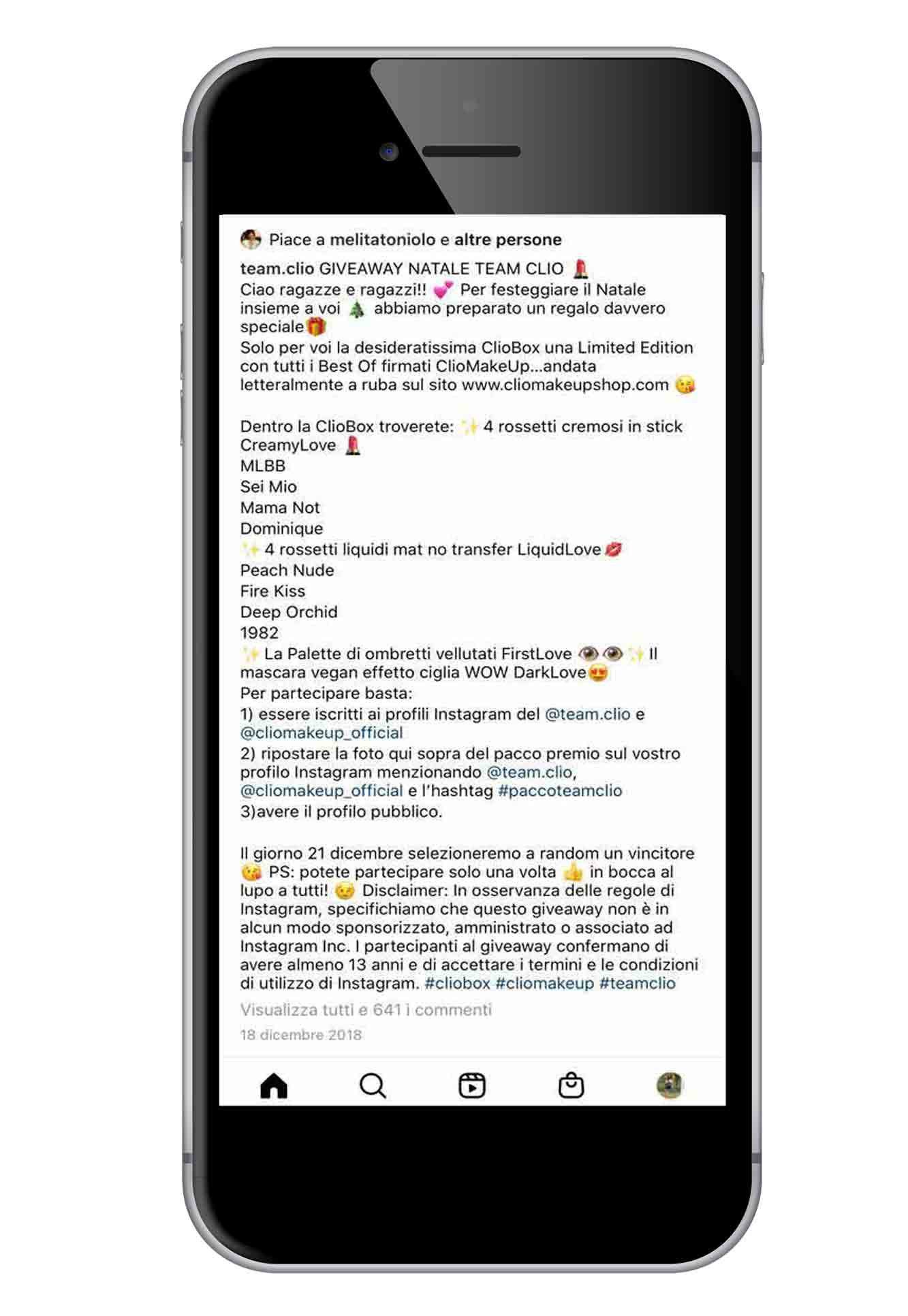 Giveaway di Clio Makeup su Instagram regolamento