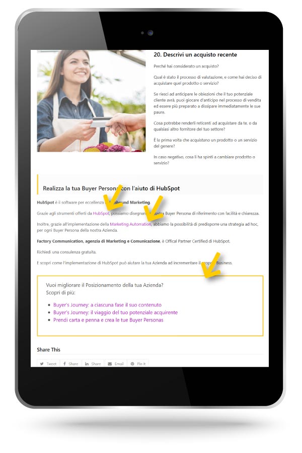 Esempio di Link Building interna realizzata sul sito Factory Communication Esempio di Link Building interna realizzata sul sito Factory Communication