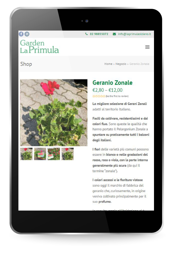 Factory Communication realizzazione di E commerce per Garden La Primula Prodotto