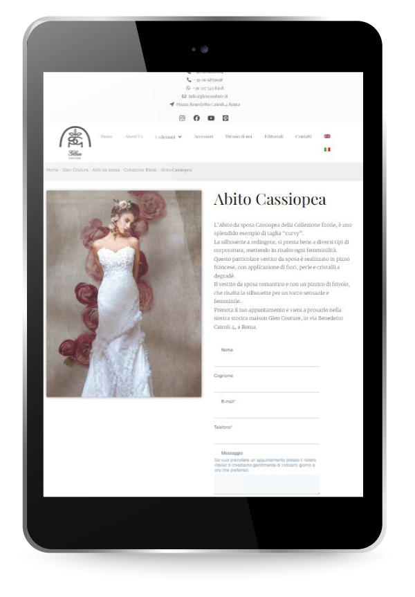 Factory Communication realizzazione di E commerce per Glen Couture prodotto