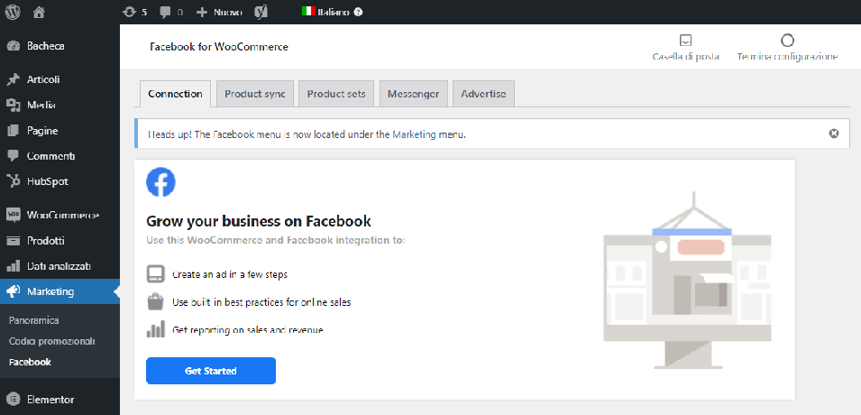 Factory Communication Setup plugin Facebook for WooCommerce