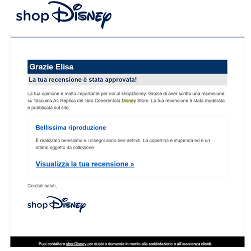 la recensione che ho pubblicata sullo Shop Disney