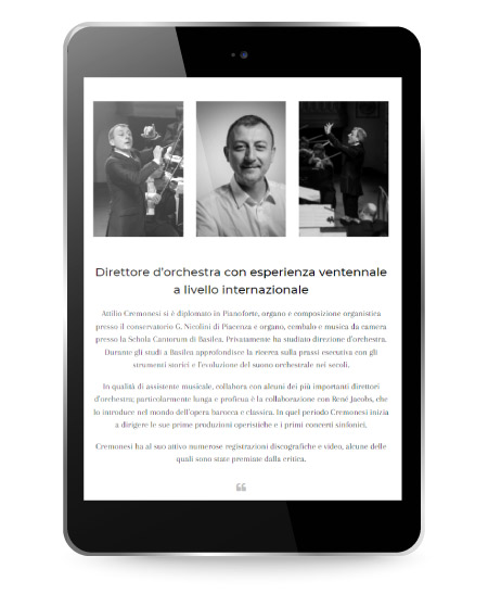 Online il nuovo sito del Maestro d'orchestra Attilio Cremonesi - Factory Communication