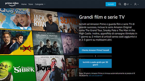 Prova gratuitamente Amazon Prime