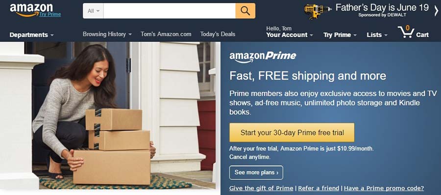 Factory Communication "14 strategie di fidelizzazione dei clienti che funzionano" - Amazon prime offre un servizio speciale ai clienti