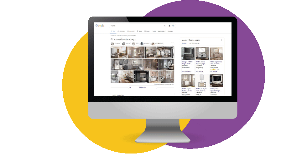 Ricerca parola chiave in Google con SERP keyword bagno