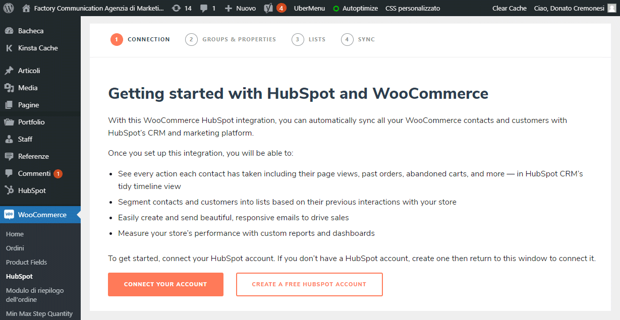 Connessione di WooCommerce con HubSpot