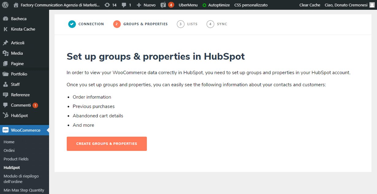 Imposta gruppi e proprietà in HubSpot