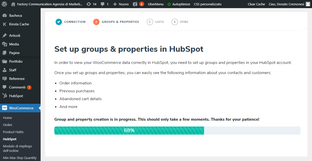 Procedura di allineamento di WooCommerce con HubSpot
