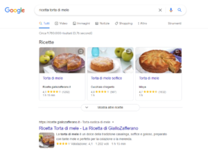 In questa immagine un esempio di dati strutturati che migliorano l'aspetto del sito web