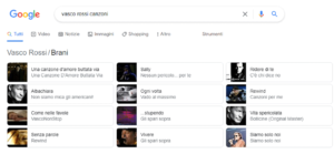 Esempio di visualizzazione dei dati strutturati sulla serp di Google
