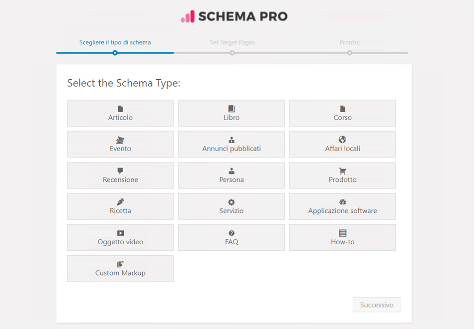 schema type gestiti con la plugin WPSchema per WordPress