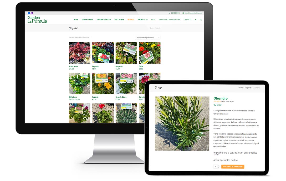 E-commerce giardinaggio realizzato da Factory Communication