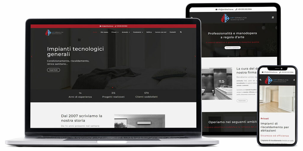 Sito web Artidraulica realizzato da Factory Communciation