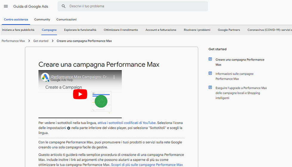 Come creare una campagna Performance Max Factory Communication