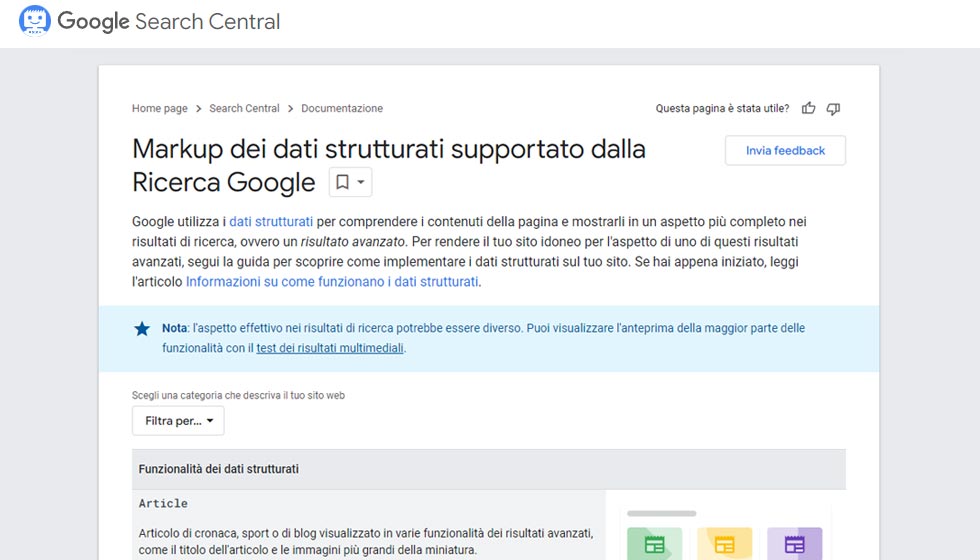 Factory Communication - 32 schema markup in cerca di contenuti