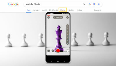 schermata del servizio YouTube Shorts di Google