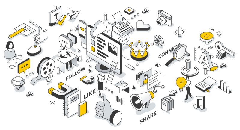 illustrazione che presenta i servizi di content marketing