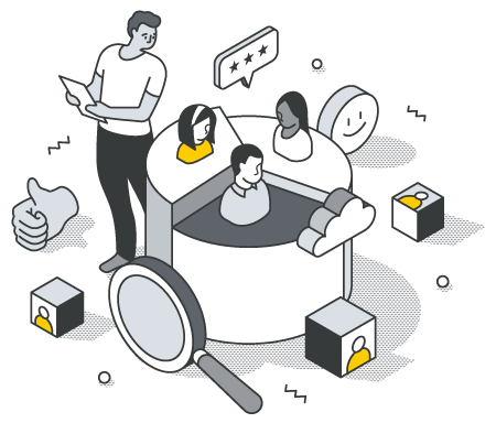 illustrazione che presenta i servizi di PR e Guest Post