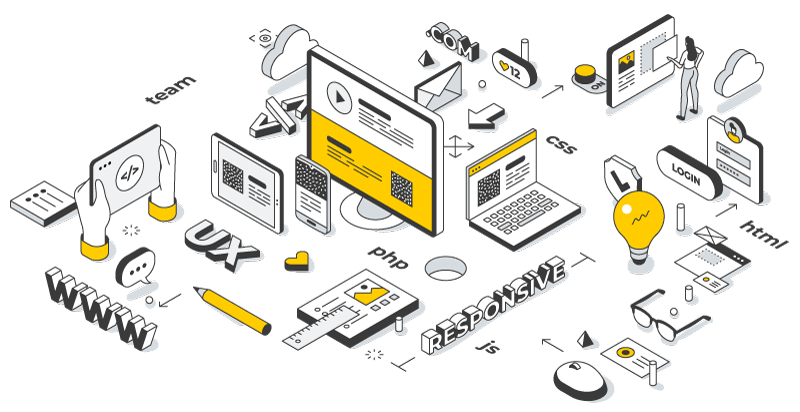 illustrazione che presenta i servizi di sviluppo siti web