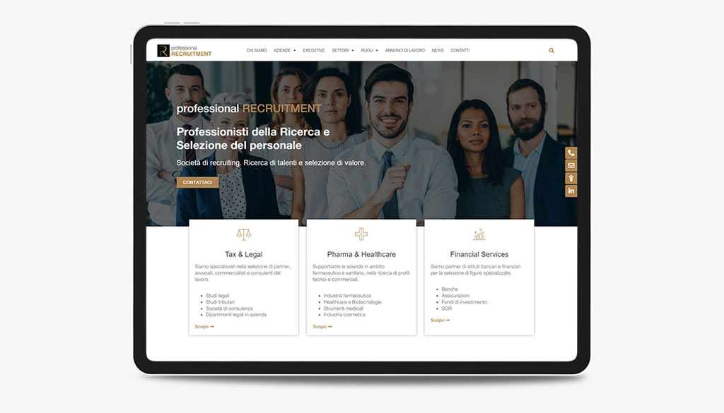 homepage sito www.professionalrecruitment.it