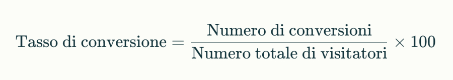 Formula relativa la calcolo del tasso di conversione