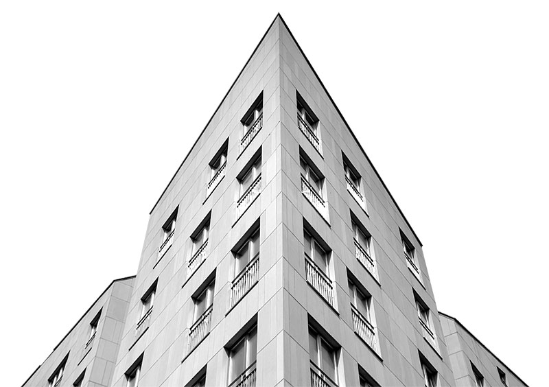 palazzo moderno in bianco e nero