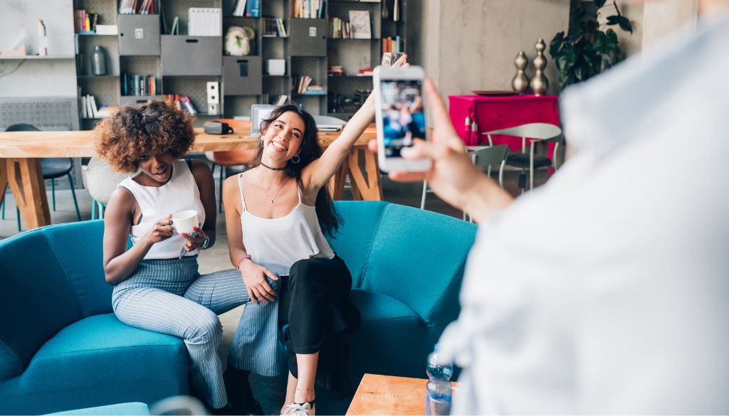 influencer couple during shooting