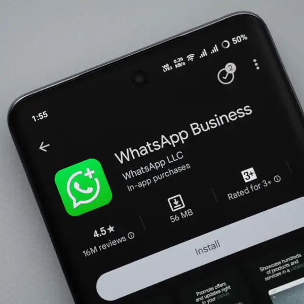 applicazione WhatsApp Business visualizzata su uno smartphone