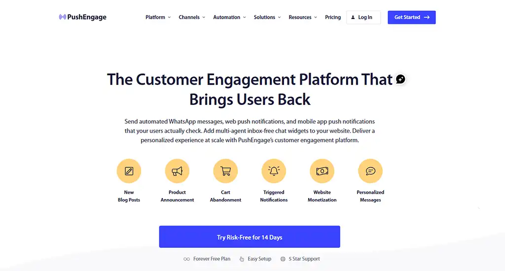 homepage www.pushengage.com