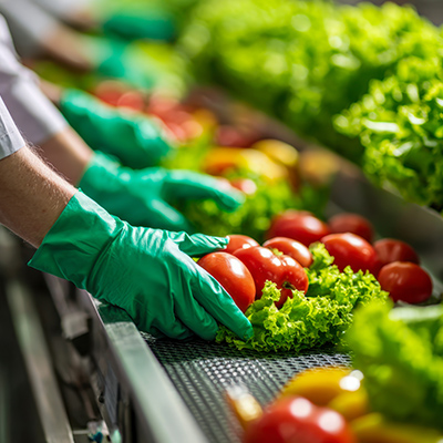 una persona sta sistemando dei prodotti alimentari su un piano di lavoro
